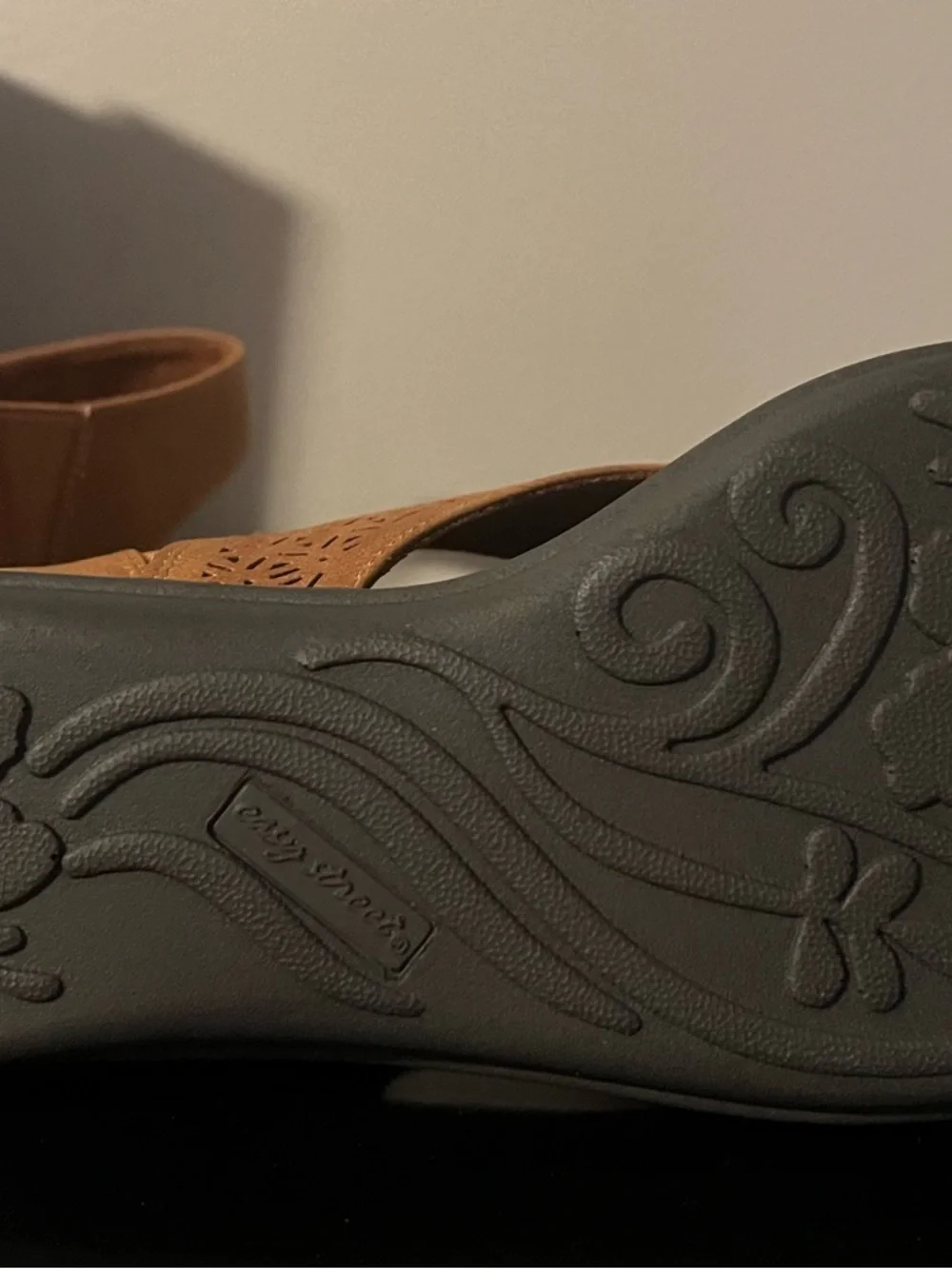 easy street Tan Perforated Slide Sandals - Picture 3 of 4